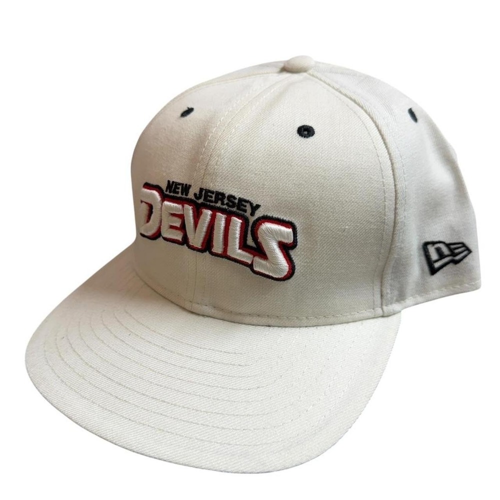 Vintage New Jersey Devils New Era Strapback Hat NHL Hockey White Embroidered Cap